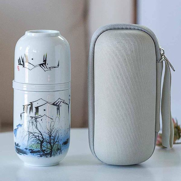

portable one pot two cups simple teapot teacup ceramic travel small pot tea kung fu tea set bbyqma