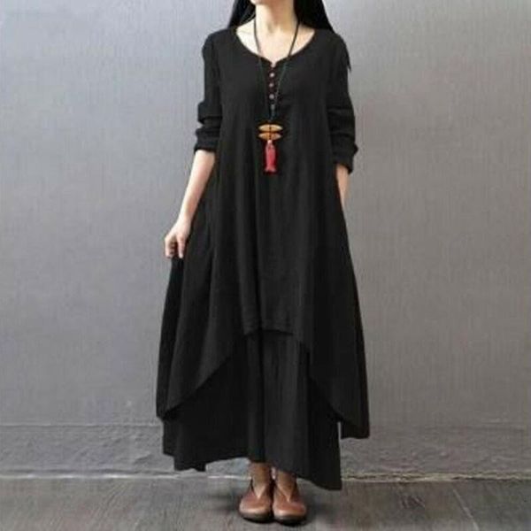 

new womens sleeveless boho sleeveless dresses ladies fashion party casual linen maxi dress females fashion long dresses clothing hot, Black;gray