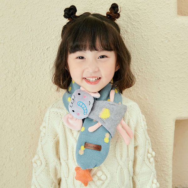 

korean version of the same ins children's scarf winter new cute small animal decoration warm baby bib tide 4mhn, Red;brown