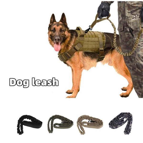 

tactical bungee dog leash nylon quick release pet cat dogs leash 2 handle elastic leads rope for dog training leashes