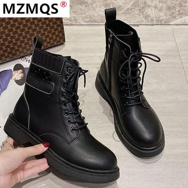 

новая мода кружева зимы мотоцикла сапоги женщин британский стиль ботильоны gothic punk низкий каблук женщины повседневная botas mujer, Black