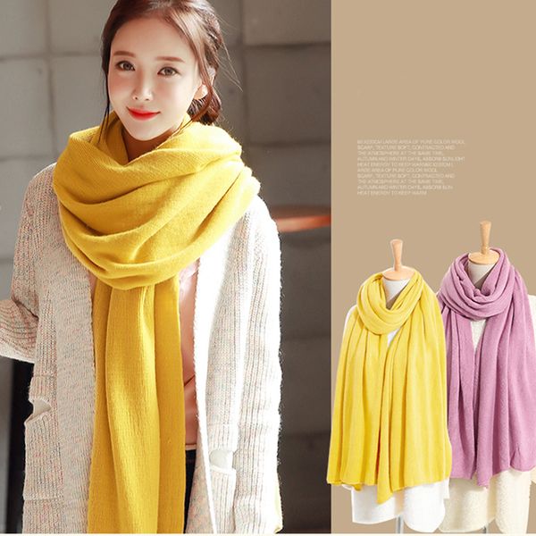 

new fashion korean version of the white student wool scarf winter knit solid color thick widen large shawl long couple y201007, Blue;gray