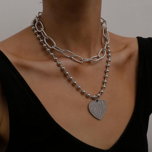 

gotham's throat, with heart girl's steel wire silver, thick chain women's necklace