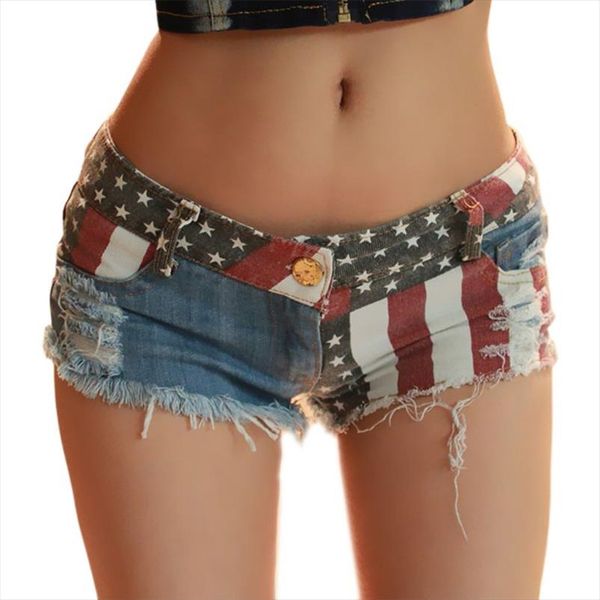 

women american flag print shorts low rise denim color block distressed ripped tassels summer beach mini clubwear, White;black