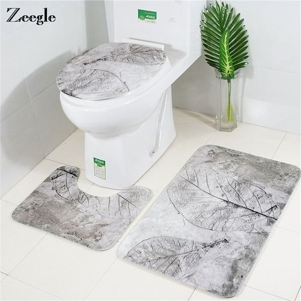 Zeegle White Leaf Badematte Badezimmerteppich Toilettenvorleger Saugfähige Badezimmerbodenmatten Duschraumteppich Fußmatte Badteppiche 201210