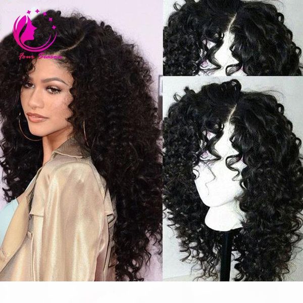

130-180 density long kinky curly glueless full lace wigs virgin peruvian deep curly hair lace front wigs with natural hairline, Black;brown