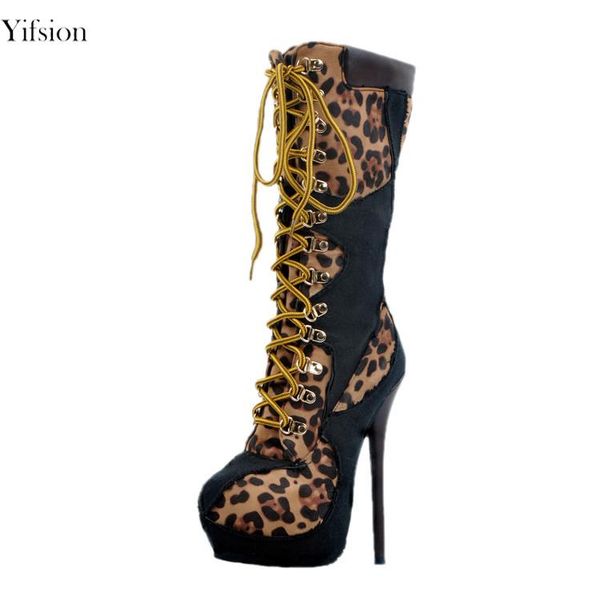 

olomm new women winter platform warm mid-calf boots thin high heels boots round toe office black shoes women plus us size 4-15