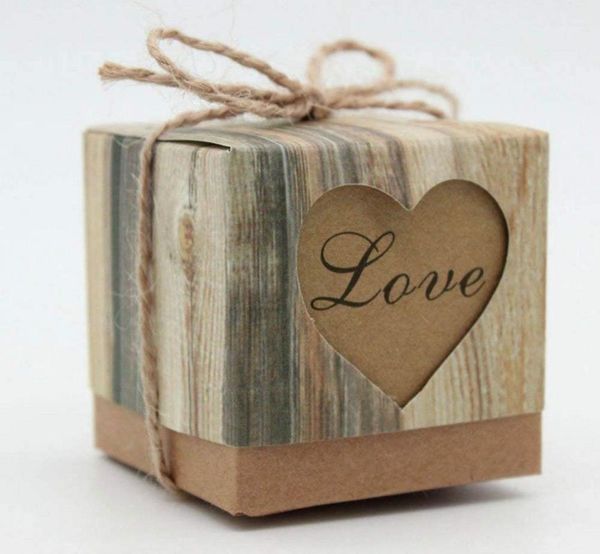 

gift wrap metable 50 pcs romantic heart vintage kraft candy box with burlap twine chic for wedding decoration1