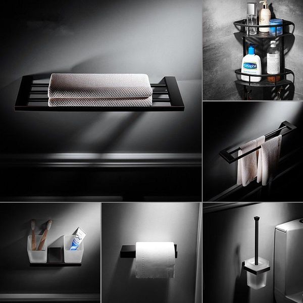 

ванная комната оборудование набор полотенец стойку держатель бумаги уголок полка для полотенец держатель для туалетной щетки черный латунный