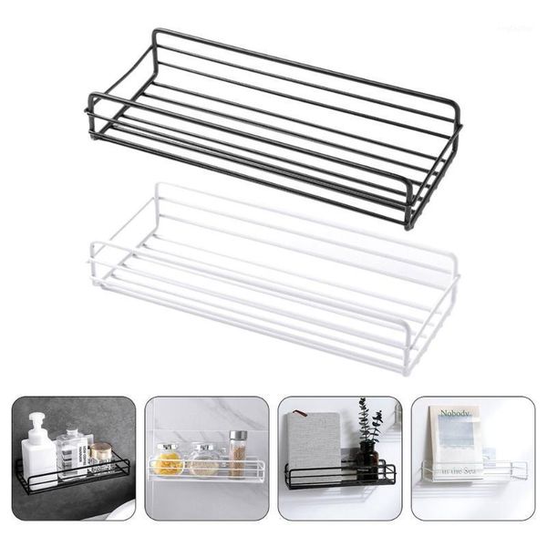 

hooks & rails 2pcs draining storage rack bathroom shelf sundries (black white)1