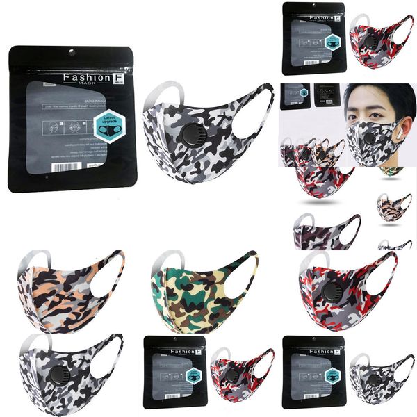 

masks pm2.5 face with valve camouflage washable breathing respirator ice silk cotton mask protective camo reusable i