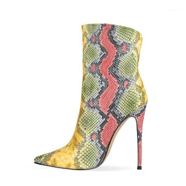 

boots deat 2021 autumn winter fashion casual leopard high heel serpentine short side zipper women large shoes sf9621, Black