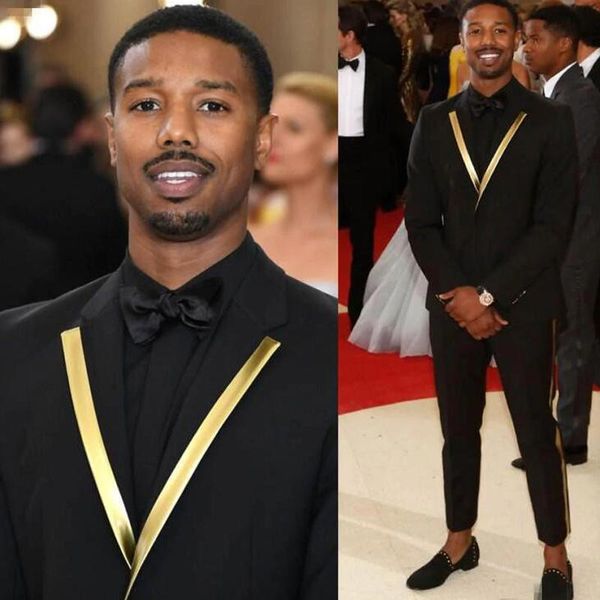 

2 piece prom men suits with gold pattern black wedding tuxedo notched lapel male fashion costume jacket pants african clothes, White;black