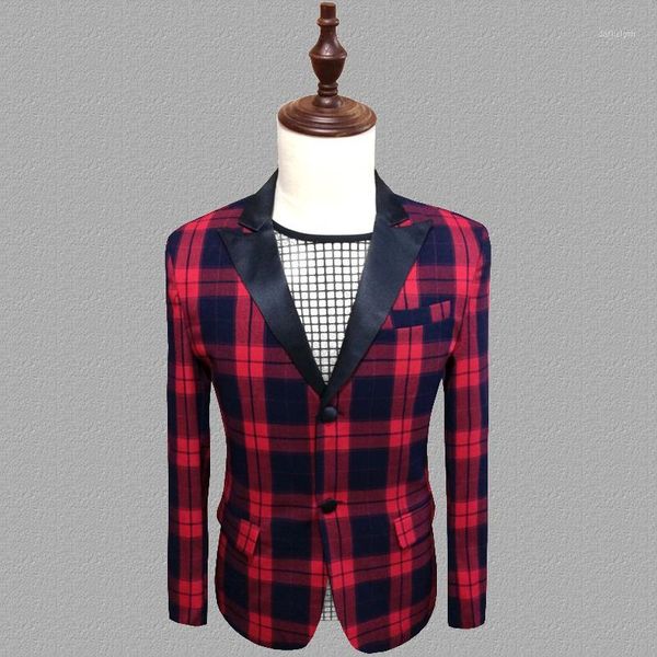 

lattice blazer men suits designs jacket mens stage costumes for singers clothes dance star style dress punk rock masculino homme1, White;black
