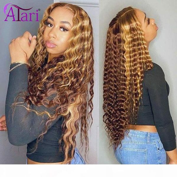 

highlight 4 30 colored human hair wigs jerry curly lace front wigs brazilian curly wig with baby hair transparent lace, Black;brown