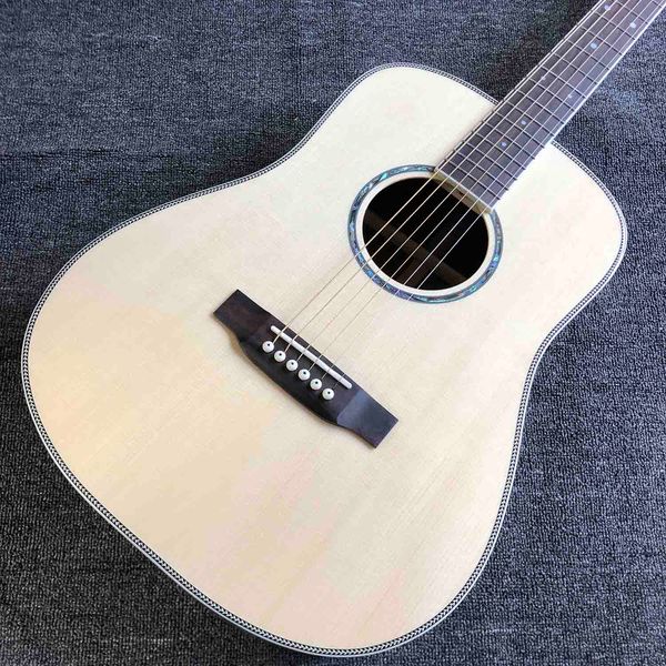 

custom aaaaa all solid wood spruce 41 inch acoustic guitar herringbone binding