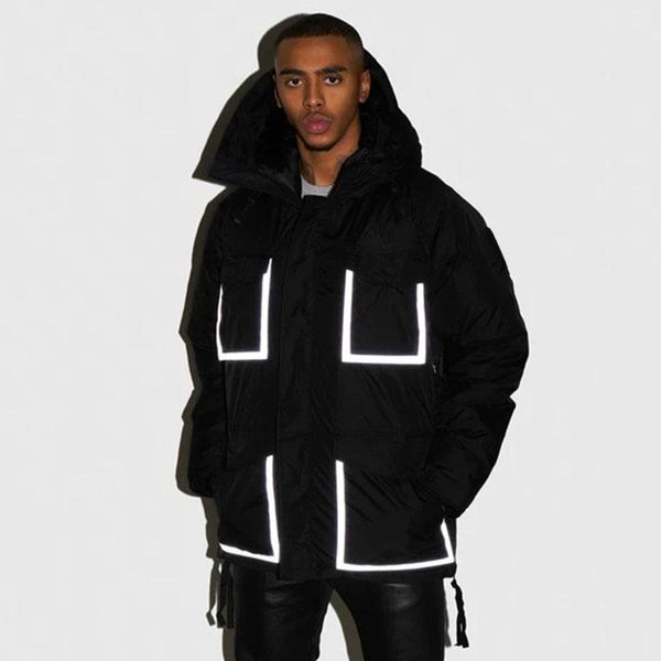 

20fw high end mid-length down jackets winter warm coats men women windproof bread hooded down jacket street outwear coat, Black