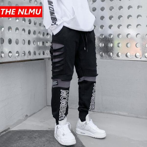 

hip hop destroyed ripped joggers pants mens harajuku sweatpants streetwear patchwork cotton track pants harem trousers wq1511, Black