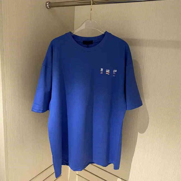 

2022 factory wholesale new high version spring summer fashion letter stripe printing simple, fresh, casual, loose and white couple short sle