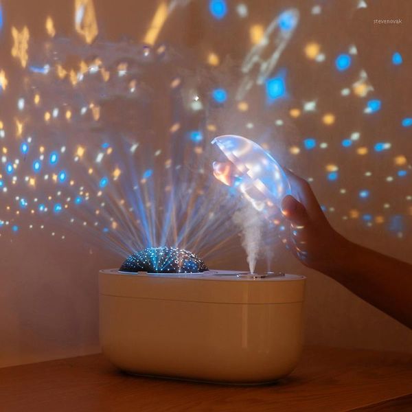 

air humidifier purifier double spray cool mist 1l large capacity with led night lights projection humidifie white1