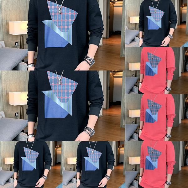 

cih67 autumn 2020 new long sleeve men's men's casual round neck long sleeve t-shirt sweater fashion brand loose sweatert-shirt swe, Black