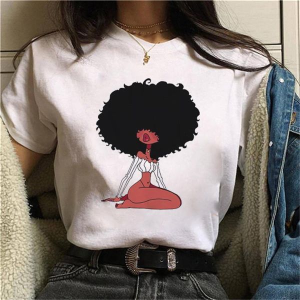 

harajuku cool black girl printed summer t shirt women tshirt clothed hip hop tee casual short sleeve female t-shir, White