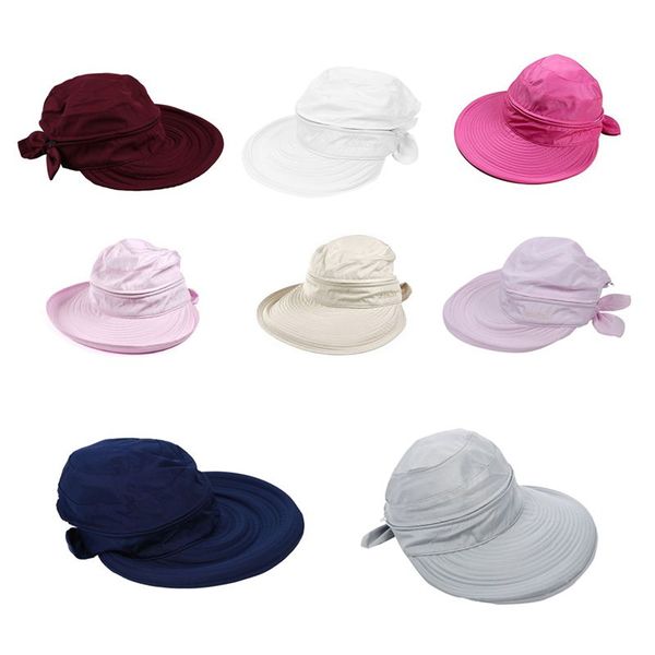 

summer fashion bowknot big visor cap beach sun hat, Blue;gray