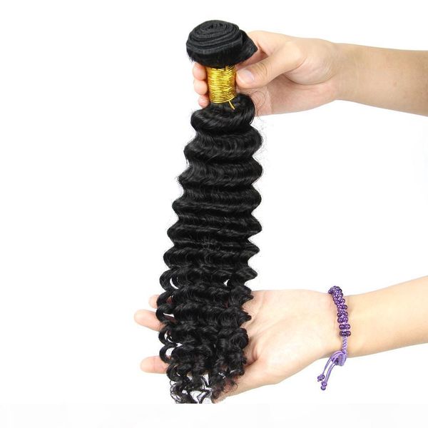 

bundles brazilian deep wave 8-28inch 1 bundle virgin human hair bundles unprocessed extensions natural color thick soft code two, Black;brown