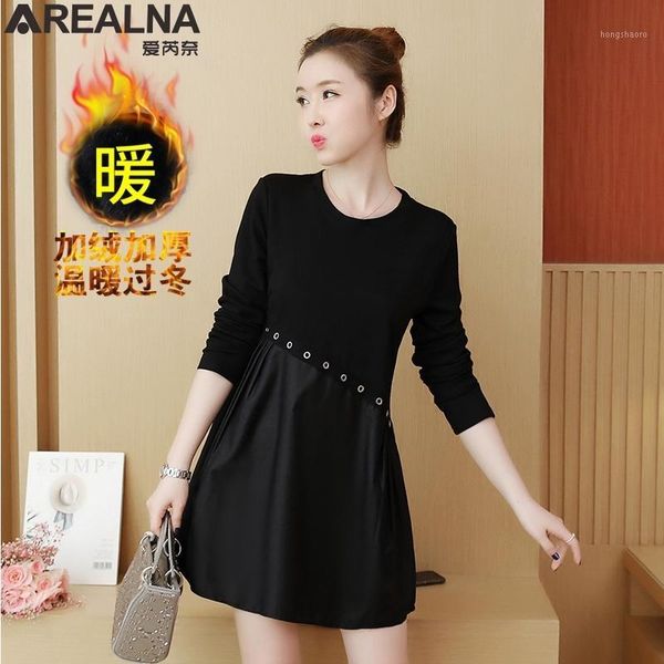 

short women dress long sleeve 2019 winter velvet thicken casual black dress mini button plus size ladies dresses1, Black;gray