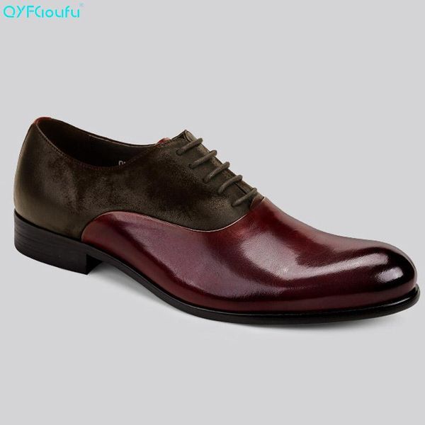 

qyfcioufu italian formal shoes men luxury two tone dress shoes genuine leather cow leather party, Black