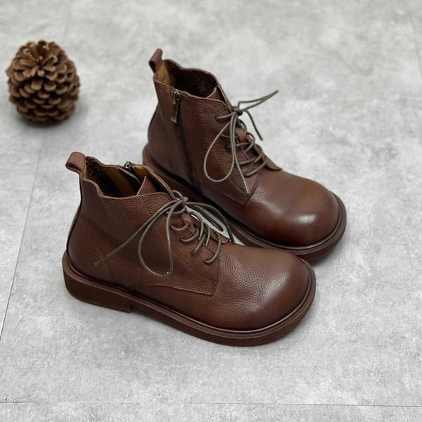

2021 autumn and winter new doll head literary women's short leather soft bottom side zipper casual martin boots, Black