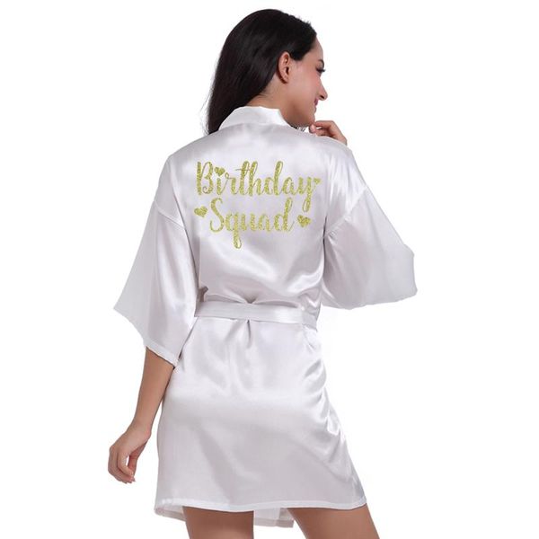 2021 Birthday Girl Squad Kimono Robe Bathrobe Women Silk Birthday Robes