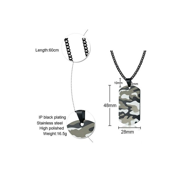 

fxm b24 stainless steel necklace sell man woman 48mm camouflage green steel color gift women korea style lover 201014, Silver