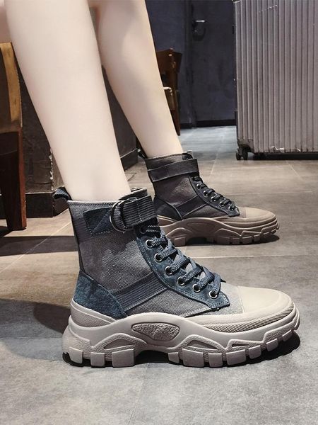 

boots female british wind spring and autumn single shoes 2020 new autumn thick bottom motorcycle boots ins tide booties, Black