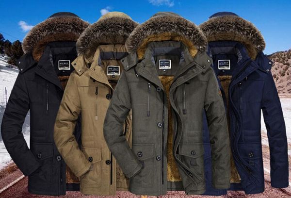 

2020 mens new fashion winter jacket men thick casual outwear jackets men's fur collar windproof parkas plus size l-6xl velvet warm coat, Black