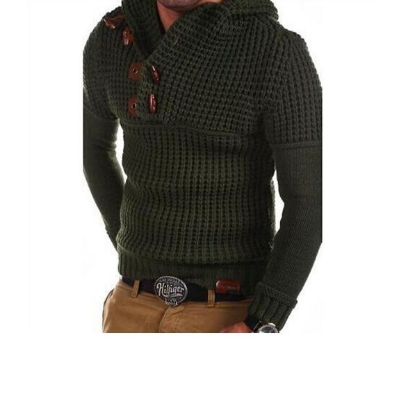 

men's sweaters autumn men fashion slim oblique button pullover style comfortable hooded casual sweater, White;black