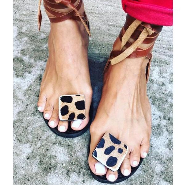 

2021 summer strap sandals women's flats open toe leopard casual shoes rome plus size 35-43 women shoes1, Black