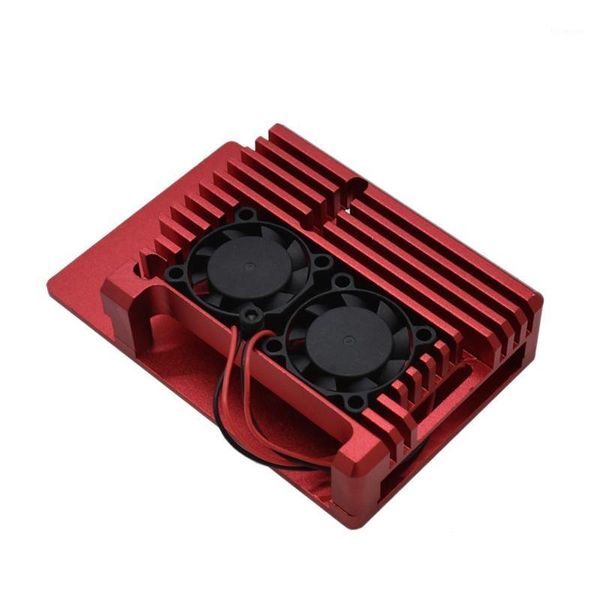 

fans & coolings for raspberry pi 4 4b aluminum case enclosure cnc cover with heatsink cooling dual fan model b1