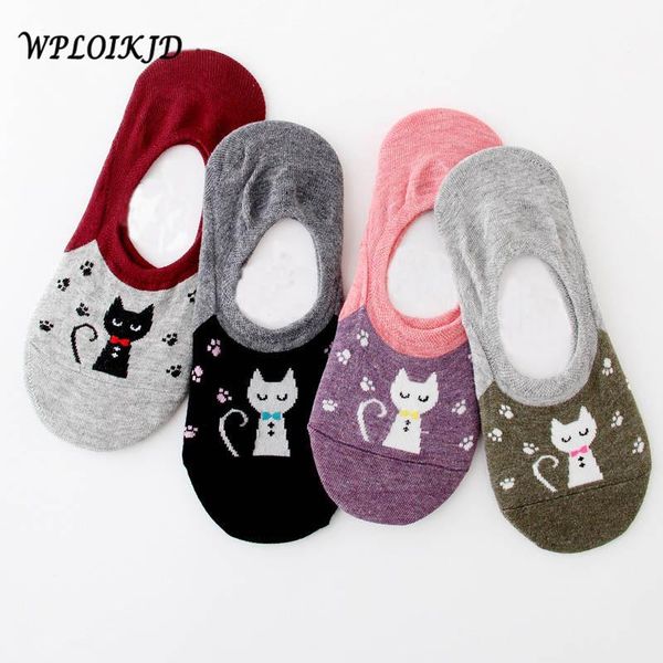 

wploikjd]spring summer antiskid casual good quality breathable ship socks stiped socks animal women cute, Black;white