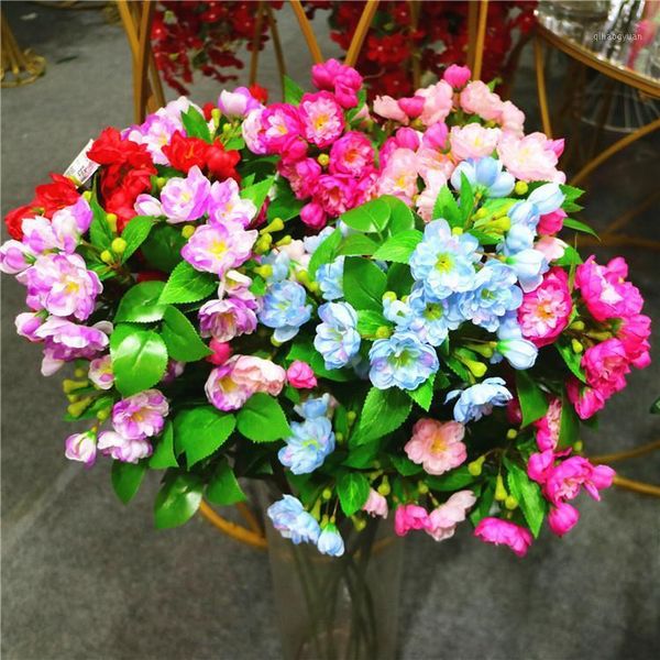 

3 forks single branch home garden decoration accessories fake flower artificial begonia flower simulation decorative1