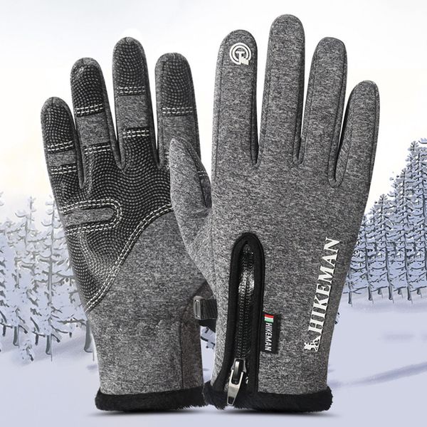 

women men' winter glove warm ski outdoor riding sports all-in-one silicone non-slip cycling motorbike gloves warm@#m, Blue;gray