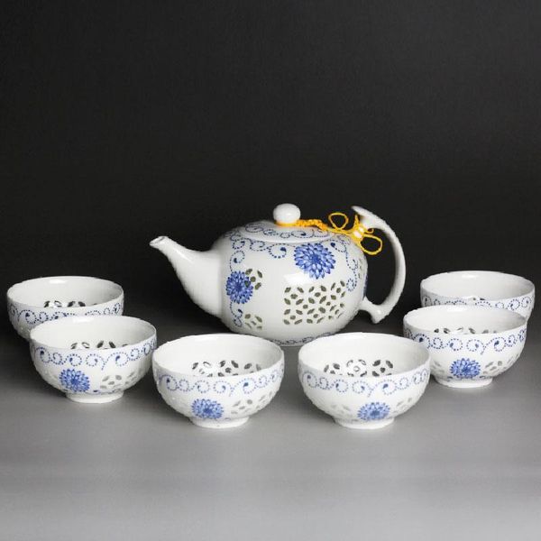 

китайский синий и белый фарфор полые керамические кунгфу чайный сервиз 1 чайника 6 чашка чая набор bbyddq hotstore2010