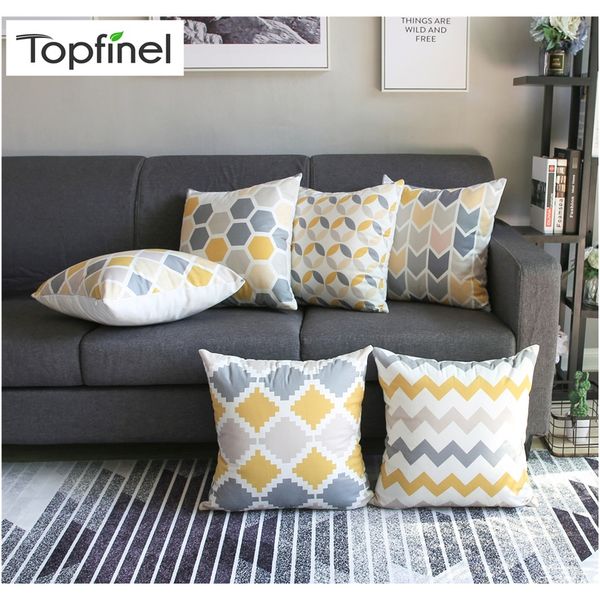

топфинель современный геометрический декоративный бросок подушки подушки чехлы подушки для дивана сиденья стул автомобиль 45x45см серый желт