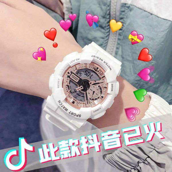 

female yang watch zi ins same style unicorn electronic watch junior high school students simple temperament sports waterproof luminous, Slivery;brown