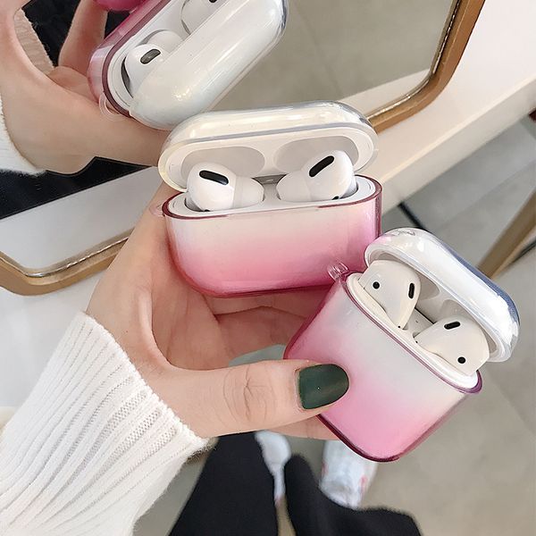

fashion soft tpu for airpod case gradient color bluetooth earphone protective luxury designer airpods cases airpod cases charging bag