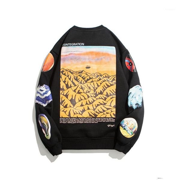 

2020 mens hip hop fleece hoodies sweatshirt creative pattern printed pullover harajuku casual streetwear fashion hoodie1, Black