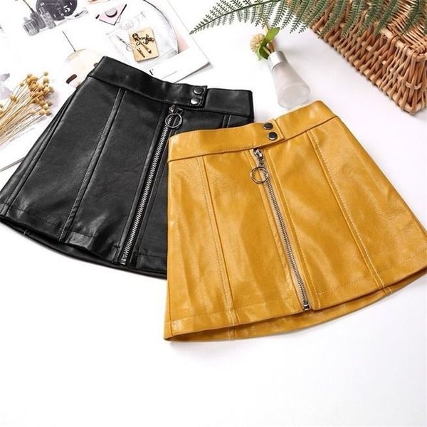 

baby girls skirts 2019 girls mini skirt toddler children clothing kid faux leather skirts for 4-15t toddler suspender skirt y200704