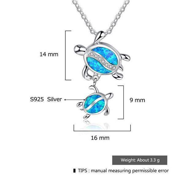 

fashion cute filled blue opal sea turtle pendant necklace for women female animal wedding beach gift jewelry qylmfn, Black