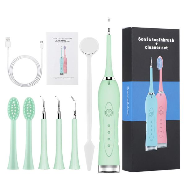 

7 in 1 electric toothbrush dental scaler tooth calculus tool sonic remover stains tartar plaque whitening oral hygiene cleaner