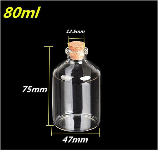 

80ml transparent glass cork bottles glass vials jars empty storage wishing bottles decorative gift diy 47*75*12.5mm 1 jllfgq